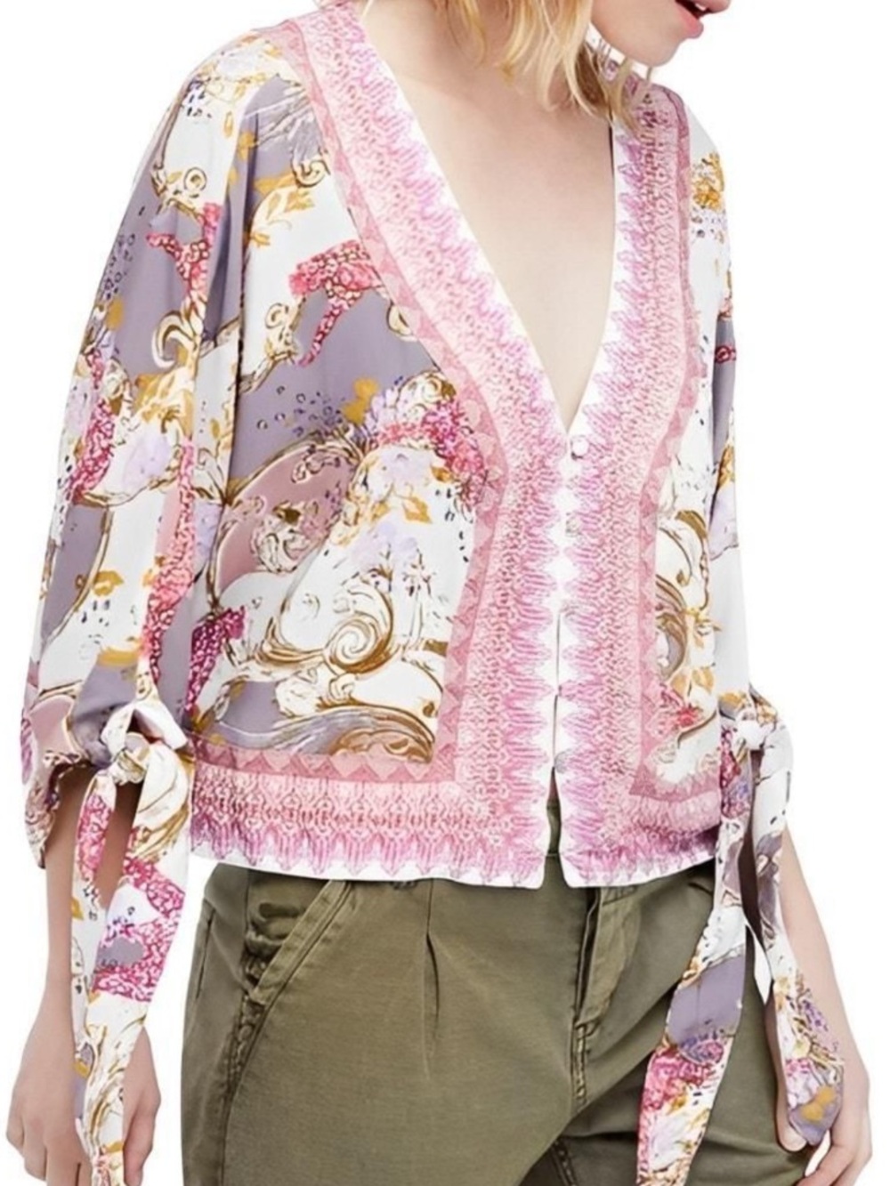 The Free People "Catch Me If You Can"  Ivory Blouse Size M